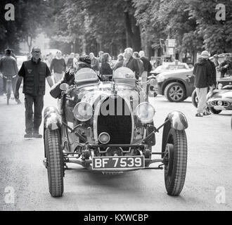 1929 Bugatti Typ 40 Grand Sport, Parco Ducale, Ponte Giuseppe Verdi, 43100 Parma PR, Italien Stockfoto