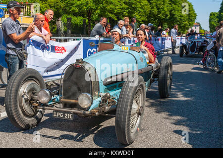 1934 Bugatti Typ 59, in der Nähe der Mille Miglia, Brescia, Italien 2017 Stockfoto