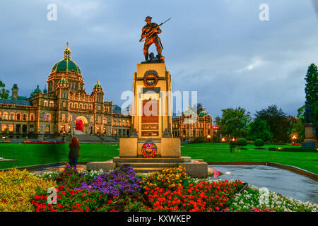 Landtag in der Dämmerung der Zeit in Victoria, British Columbia, Kanada Stockfoto