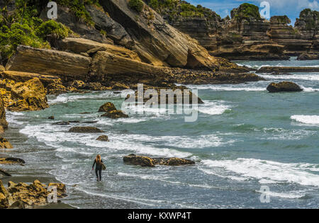 Pancake Rocks in der Nähe von Greymouth, Neuseeland Stockfoto