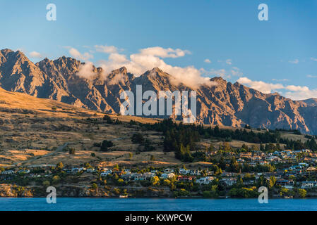 Frankton finden, den See Wakatipu und die Remarcables, Queenstown, Neuseeland Stockfoto