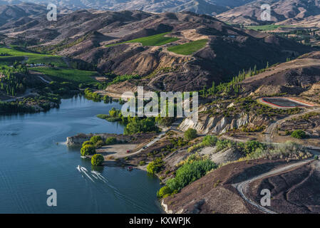 Weinberge in der Kawarau River Valley, Neuseeland Stockfoto