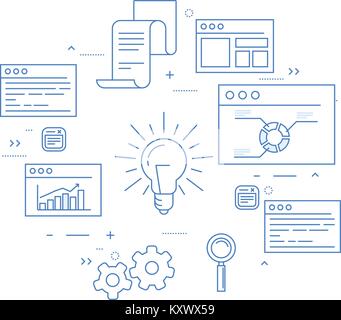 Börse und Business Analytics, Datenfluss, statisics und Verbreitung von Dokumenten Stock Vektor