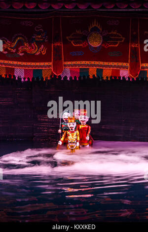 Marionetten, traditionelle Wasser-Puppenspiel, Thang Long Puppentheater, Hanoi, Vietnam Stockfoto