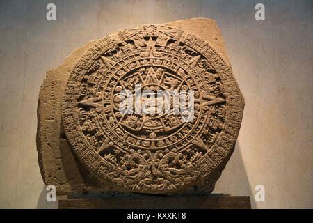 Stein der Sonne, das Nationalmuseum für Anthropologie, Mexiko City, Mexiko Stockfoto