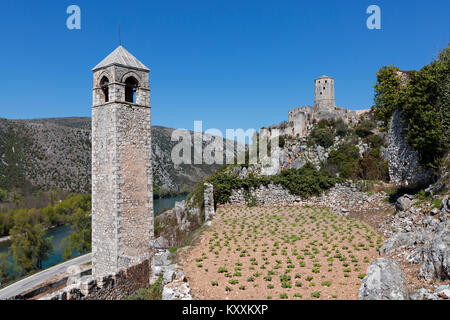 Blick auf die Altstadt von Pocitelj, in Bosnien und Herzegowina. Stockfoto