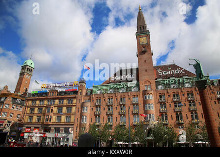 Kopenhagen, Dänemark - 14 August 2016: Scandic Palace Hotel ist ein Hotel am Rathausplatz (das Hotel gebaut von Anders Jensen war, ab 1909 Stockfoto