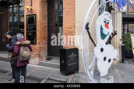 Weihnachten, Statue, Werbung, Außen, Restaurant, Toulouse, Frankreich, Abteilung, der, Haute-Garonne, Region, Royal, Frankreich, Französisch, Europa, Europäischen, Stockfoto