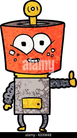 Happy cartoon Roboter geben Daumen bis Stock Vektor