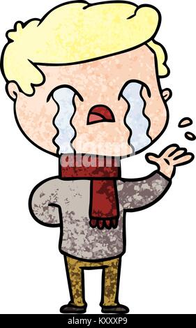 Cartoon Mann weinen tragen winter Schal Stock Vektor