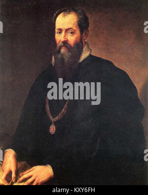 Selbstporträt des italienischen Malers, Architekten und Schriftstellers Giorgio Vasari. Vasari ist bekannt für seine Beiträge zur Kunst der Renaissance und für seine Verfasserschaft „Leben der besten Maler, Bildhauer und Architekten“. Stockfoto