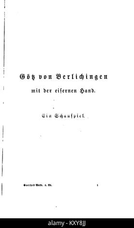 Goethe Götz von Berlichingen WA Bd 8 001 Stockfoto