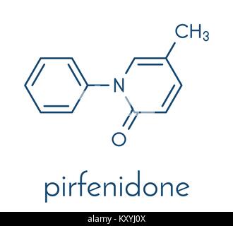 Pirfenidone idiopathische Lungenfibrose (IPF) Droge Molekül. IPF ist eine seltene Lungenerkrankung. Skelettmuskulatur Formel. Stock Vektor