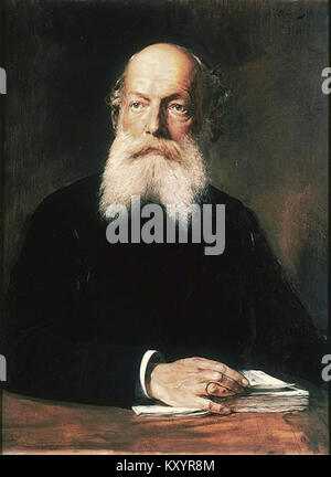 Ein Porträt von Friedrich August Kekulé von Stradonitz von Heinrich von Angeli, das den renommierten Chemiker zeigt, der für seine Arbeit über die Struktur organischer Verbindungen, insbesondere Benzol, bekannt ist. Stockfoto