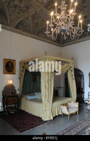 Schlafzimmer, Palace Andrea Doria, 2013, Villa des Fürsten, Genua, Ligurien, Italien. Stockfoto