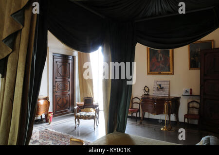 Schlafzimmer, Palace Andrea Doria, 2013, Villa des Fürsten, Genua, Ligurien, Italien. Stockfoto