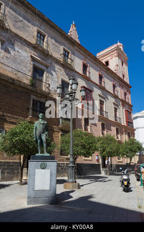 Statue von Francisco de Miranda, Plaza de España, Cadiz, Spanien Stockfoto