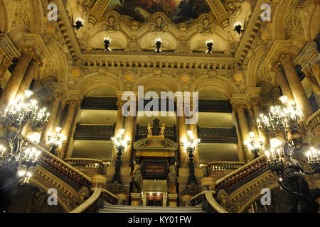 Treppe, Opera Garnier, Theater Garnier, 2012, Paris, Frankreich. Stockfoto