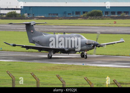07-0691, einer Pilatus U-28 eine von der United States Air Force betrieben, am Internationalen Flughafen Prestwick, Ayrshire. Stockfoto
