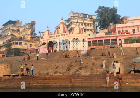 Ganges ghat Varanasi Indien Stockfoto