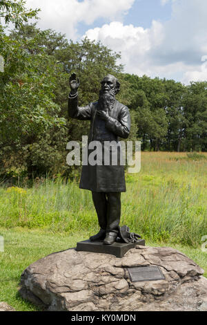 Das Denkmal für den Vater William Corby, Hancock Avenue in der Nähe der George Weickert Farm, Gettysburg National Military Park, Pennsylvania, United States. Stockfoto