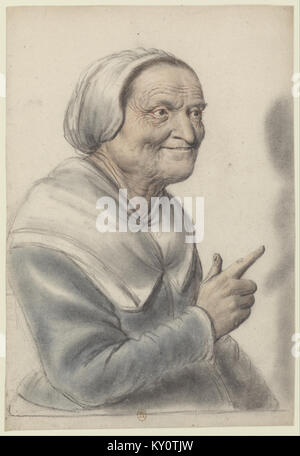 Wichtige une Femme âgée coiffe Blanche, l'index pointé, vue de Trois Quarts à Droite (Nicolas Lagneau) Stockfoto