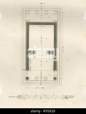 Diese 1808 von Stuart James und Revett Nicholas gefertigte Illustration zeigt die Südseite eines Tempels und hebt seine architektonischen Merkmale, das strukturelle Design und die klassischen Elemente des historischen Gebäudes hervor. Stockfoto