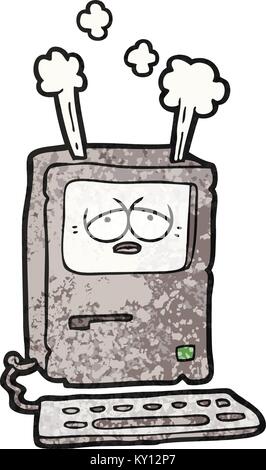Cartoon müde Computer überhitzt Stock Vektor