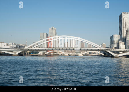 Tokio Fluss, Tsukiji-Ohashi Brücke, Sumida River, Tokio, Tokyo, Japan Stockfoto