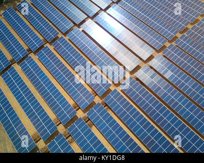 Solaranlage an einem sonnigen Tag Licht Antenne drone Ansicht Stockfoto