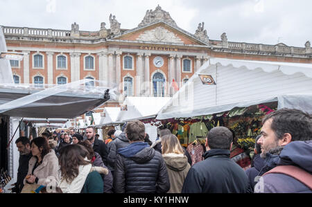 Traditionelle, Weihnachten, Markt, Place du Capitole, Toulouse, Frankreich, Abteilung, der, Haute-Garonne, Region, Royal, Frankreich, Französisch, Europa, Europäischen, Stockfoto