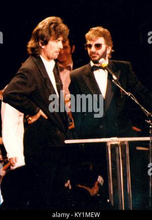 George Harrison und Ringo Starr eingesetzt in die Hall of Fame Waldorf Astoria New York 1/20/88 Foto Michael Brito Stockfoto