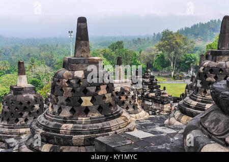 Buddhistische Tempel Borobudur Tempel auf der Insel Java, Indonesien Stockfoto