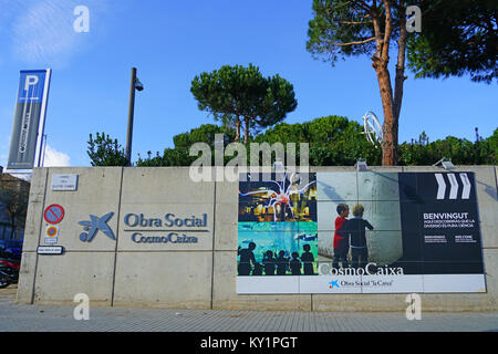 Blick auf den Cosmo Caixa, ein Science Museum in Barcelona, Katalonien, Spanien. Stockfoto