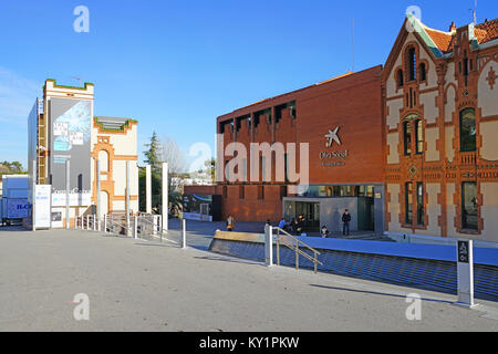 Blick auf den Cosmo Caixa, ein Science Museum in Barcelona, Katalonien, Spanien. Stockfoto