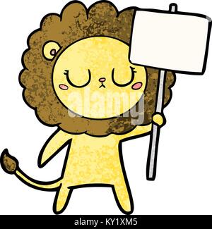 Cartoon Lion mit Protest anmelden Stock Vektor