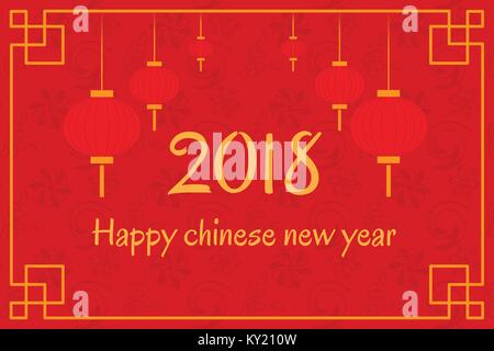 Postkarte mit chinesischen Neujahr Laternen Stock Vektor