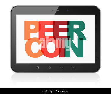 Blockchain Konzept: Tablet Computer mit Peercoin auf Anzeige Stockfoto