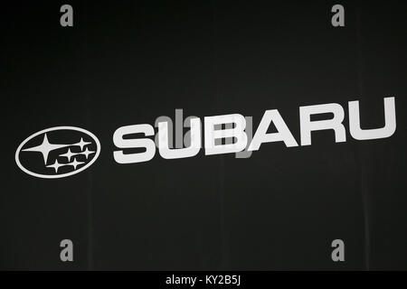 Chiba, Japan. 12. Januar 2018. Ein Subaru Logo ist an der Tokyo Auto Salon 2018 Am 12. Januar 2018, Chiba, Japan gesehen. Tokyo Auto Salon ist einer der größten Automobil Ausstellungen, darunter auch die neuesten technologischen Lösungen und Produkte Autos anpassen. Die Show läuft von Januar 12 bis 14 in Makuhari Messe International Convention Complex. Credit: Rodrigo Reyes Marin/LBA/Alamy leben Nachrichten Stockfoto