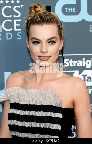 Margot Robbie besucht die 23. jährliche Critics' Choice Awards auf der Barker Hangar am 11. Januar in Santa Monica, Kalifornien 2018. Stockfoto