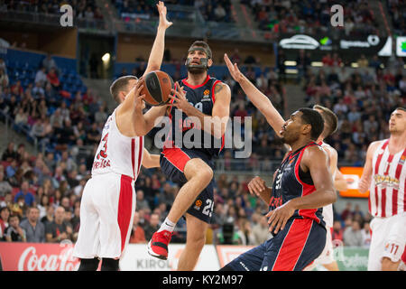 Vitoria, Spanien. 12 Jan, 2018. (29), Patricio Garino während der Turkish Airlines EuroLeague Übereinstimmung zwischen Vitoria Gazteiz Baskonia und Olympiakos Piräus Piräus an Fernando Buesa Arena, in Vitoria, Nordspanien, Freitag, Januar. 12., 2018. Credit: Gtres Información más Comuniación auf Linie, S.L./Alamy leben Nachrichten Stockfoto