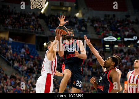 Vitoria, Spanien. 12 Jan, 2018. Während der Turkish Airlines EuroLeague Übereinstimmung zwischen Vitoria Gazteiz Baskonia und Olympiakos Piräus Piräus an Fernando Buesa Arena, in Vitoria, Nordspanien, Freitag, Januar. 12., 2018. Credit: Gtres Información más Comuniación auf Linie, S.L./Alamy leben Nachrichten Stockfoto