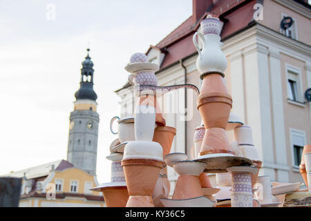 Bolesławiec - Die Stadt der Keramik Stockfoto