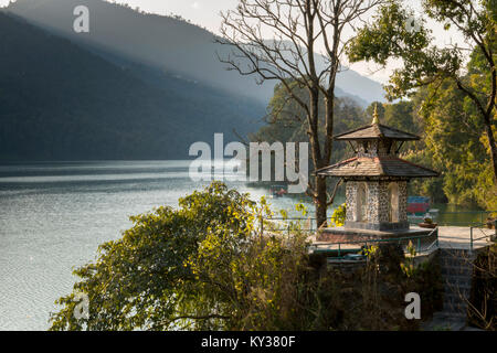 Malerischer Blick auf Phewa See, Pokhara, Nepal Stockfoto