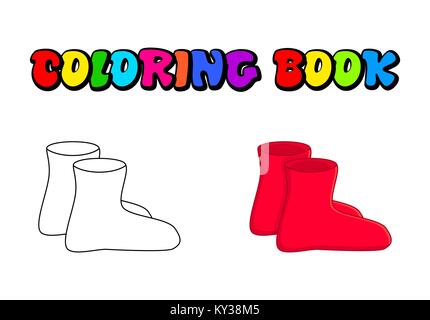 Gummistiefel Umrisse, Cartoon einfache gumboots auf weißem Hintergrund Stock Vektor