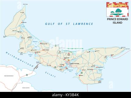 Prince Edward Island Vektor road map mit Fahne Stock Vektor