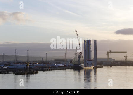 Belfast heabour bei Sonnenuntergang Stockfoto