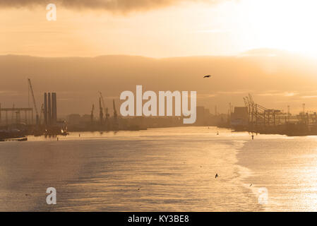 Belfast heabour bei Sonnenuntergang Stockfoto