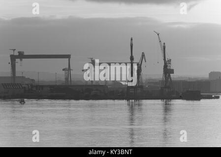 Belfast heabour bei Sonnenuntergang Stockfoto