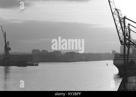 Belfast heabour bei Sonnenuntergang Stockfoto